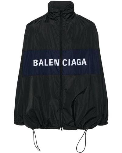 Balenciaga Veste légère à logo imprimé - Noir