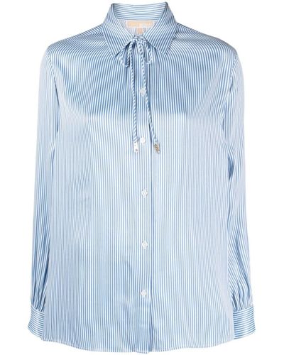 Michael Kors Satin Shirt With Stripe Print - Blue