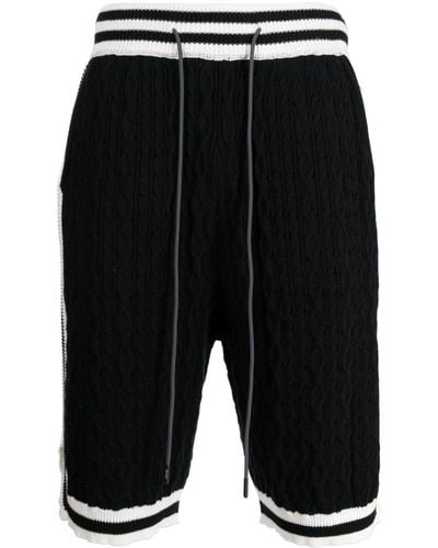 Mostly Heard Rarely Seen Cable-knit Striped Track Shorts - Black