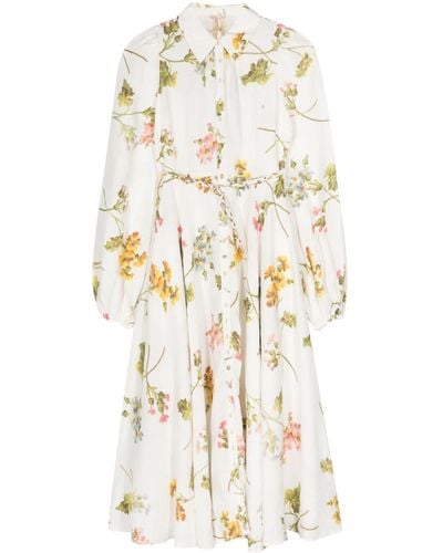 byTiMo Floral-print Belted Midi Dress - White