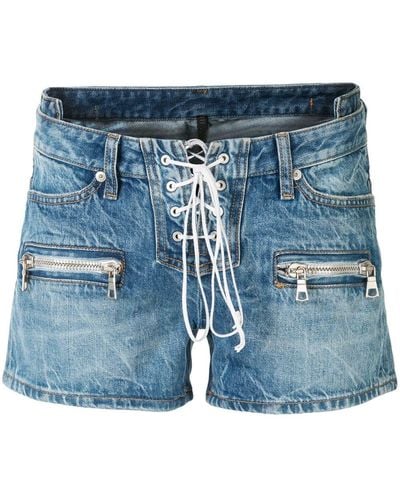 Unravel Project Lace-up Denim Shorts - Blue