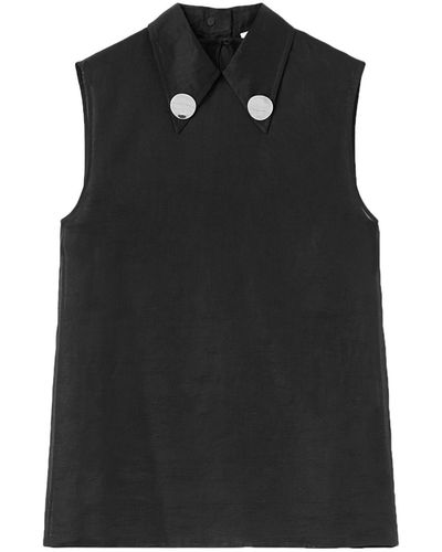Jil Sander Jewel-clip Cotton Sleeveless Shirt - Black