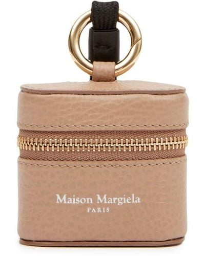 Maison Margiela Logo-stamp Leather Airpods Case - Natural