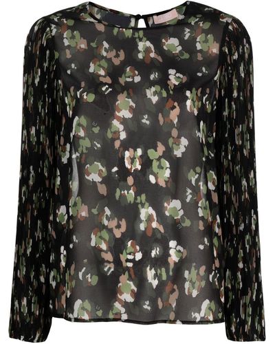 Liu Jo Camouflage-print Long-sleeved Blouse - Black