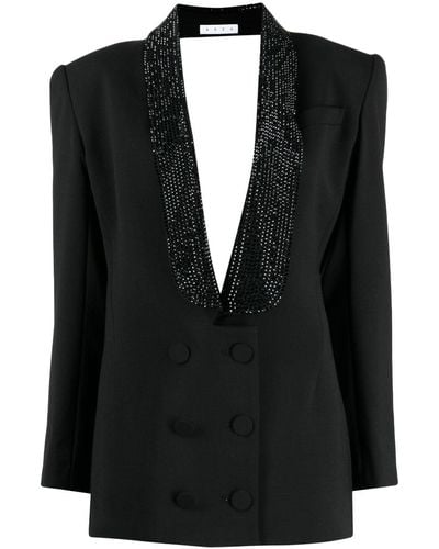 Area Open-back Tuxedo Minidress - Black