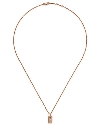 AS29 Collar con colgante rectangular en oro blanco y oro rosa de 18kt con diamantes en pavé - Metálico