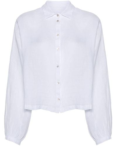120% Lino Camisa semitranslúcida - Blanco