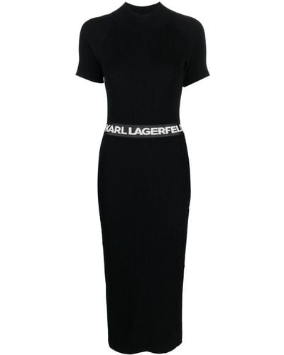 Karl Lagerfeld Logo-tape Knitted Dress - Black