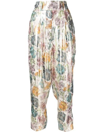 Hayley Menzies Shimmering Bonita Silk Jacquard Tailored Pants - Multicolor