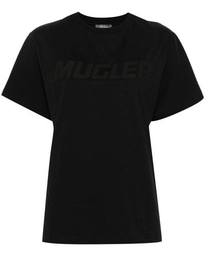 Mugler T-Shirt mit Logo-Print - Schwarz