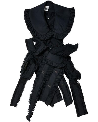 Noir Kei Ninomiya Ruffled Crossover-strap Cotton Top - Black