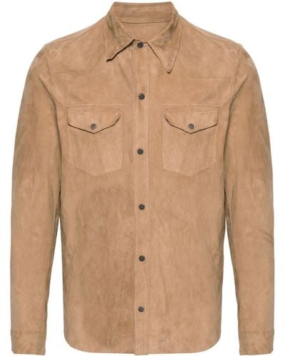Salvatore Santoro Suede Shirt Jacket - Natural