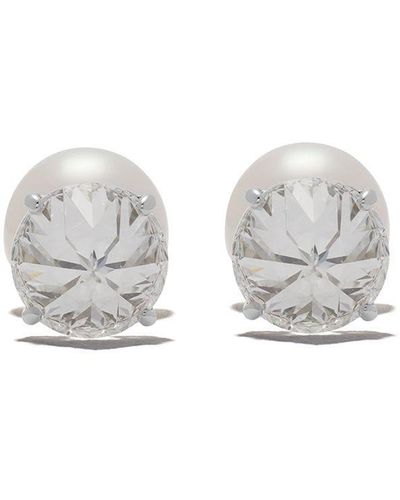 Tasaki Platinum Refined Rebellion Diamonds And Akoya Pearl Earrings - Multicolour
