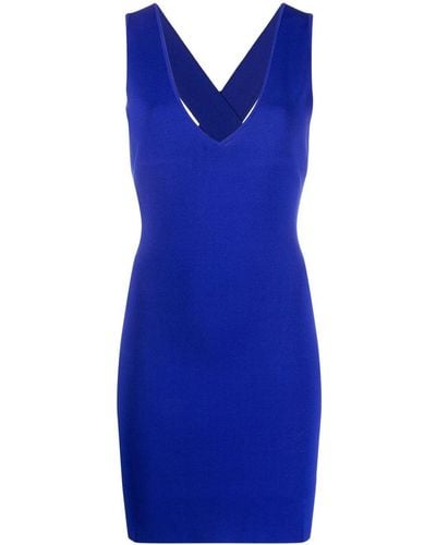P.A.R.O.S.H. V-neck Bodycon Mini Dress - Blue