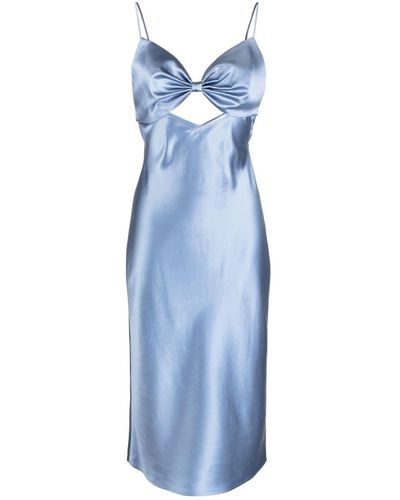 Fleur du Mal Bow-detailed Silk Midi Dress - Blue