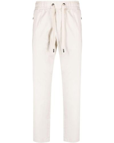 Dolce & Gabbana Logo-plaque Tapered-leg Pants - White