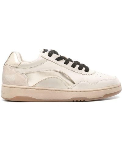 Bimba Y Lola Distressed Leather Trainers - Natural