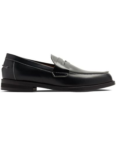 Duke & Dexter Contrast-stitching Leather Loafers - Black