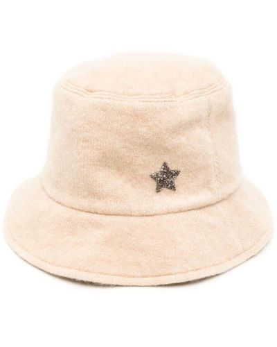 Lorena Antoniazzi Star-patch Fleece Bucket Hat - Natural