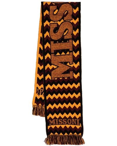 Missoni Logo-embroidery Frayed Scarf - Orange