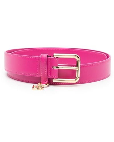 Dolce & Gabbana Logo-charm Leather Belt - Pink