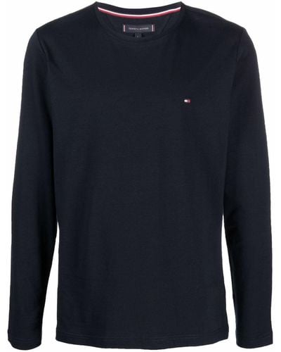 Tommy Hilfiger Logo-embroidered Long-sleeve T-shirt - Blue