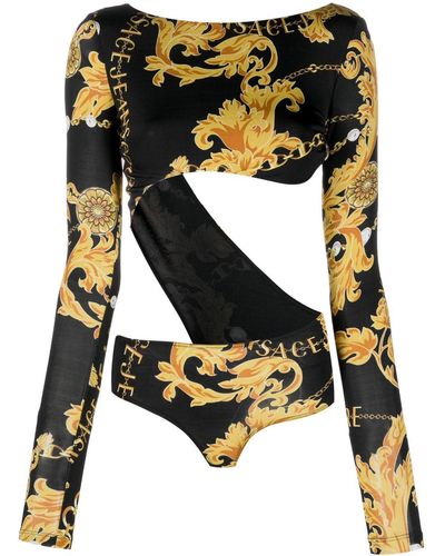 Versace Jeans Couture Body con estampado Chain Couture - Negro