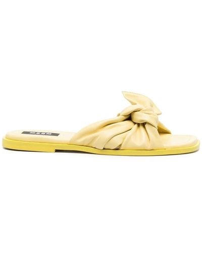 MSGM Knot-detailing Leather Slippers - Yellow