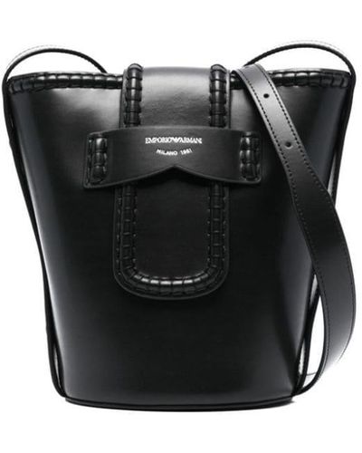 EA7 Leather Bucket Bag - Black