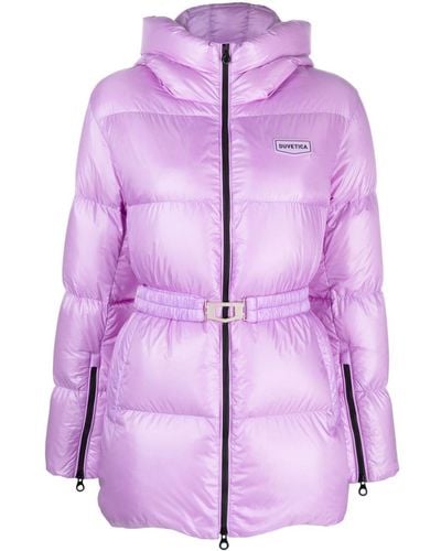 Duvetica Alloro Belted Padded Jacket - Purple