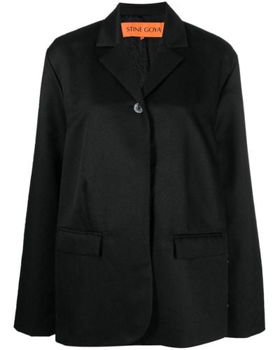 Stine Goya ノッチドカラー シングルジャケット - ブラック