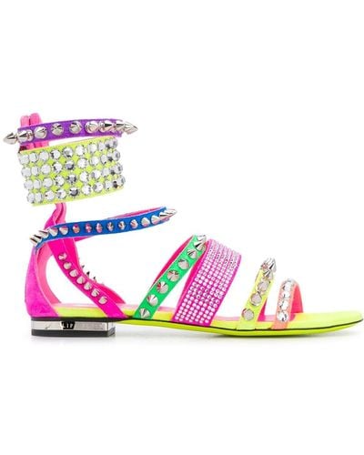 Philipp Plein Studded Colour-block Sandals - Pink