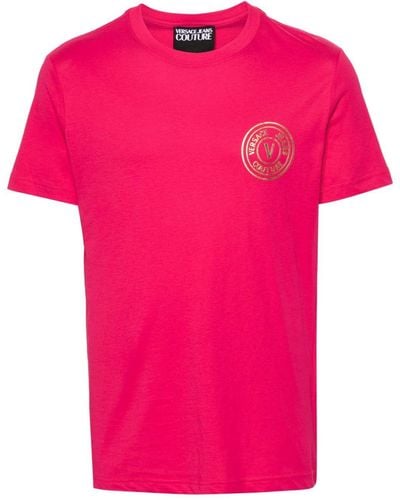 Versace Jeans Couture T-Shirt mit Logo-Print - Pink