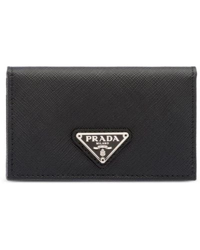 Prada Triangle-logo Leather Cardholder - Black