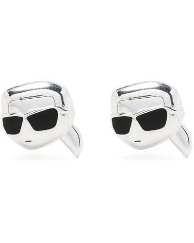 Karl Lagerfeld K/ikonik 2.0 Karl Stud Earrings - White