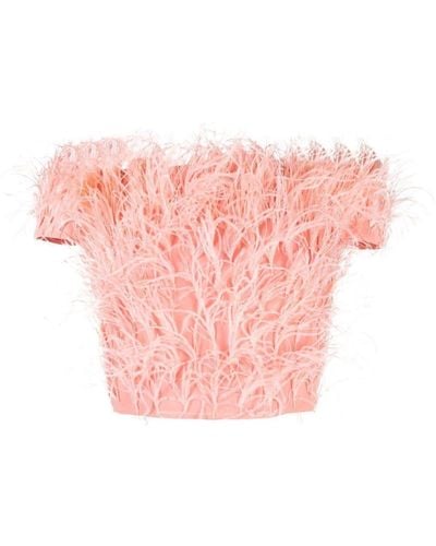 Cult Gaia Feather-detail Crop Top - Pink