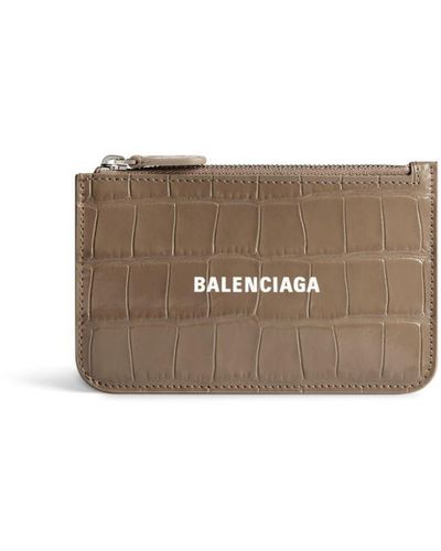 Balenciaga Logo-print Crocodile-embossed Cardholder - Brown