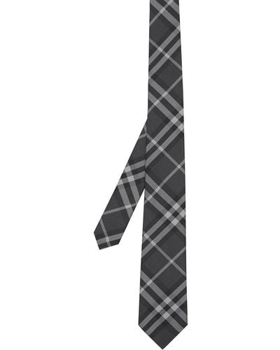 Burberry Cravate à carreaux e manston - Gris