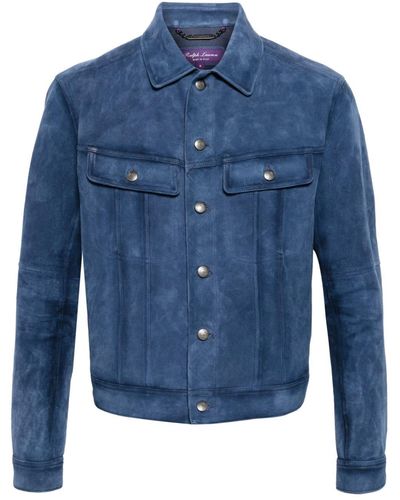 Ralph Lauren Purple Label Clifton Suede Shirt Jacket - Blue