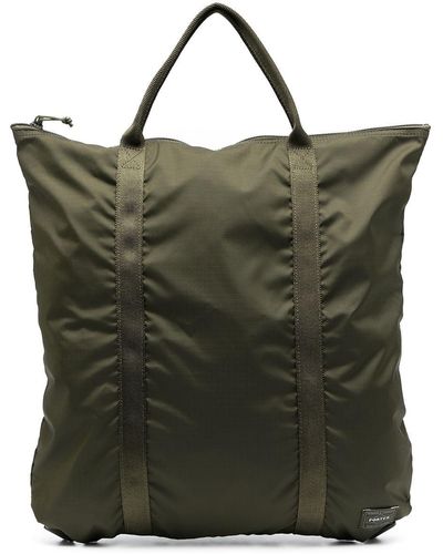 Porter-Yoshida and Co Logo-patch Zipped Backpack - Green