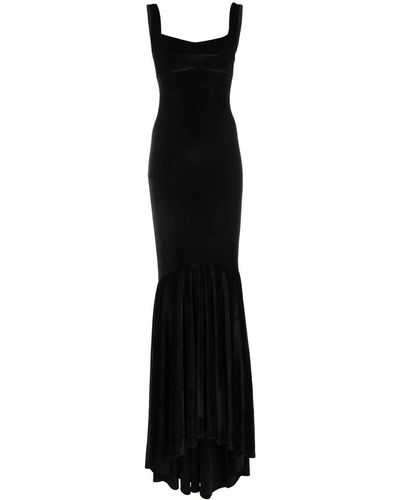 Atu Body Couture Sleeveless Fishtail Velvet Gown - Black