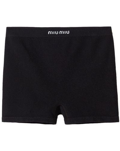 Miu Miu Seamless Ribbed Cotton Boxers - Black
