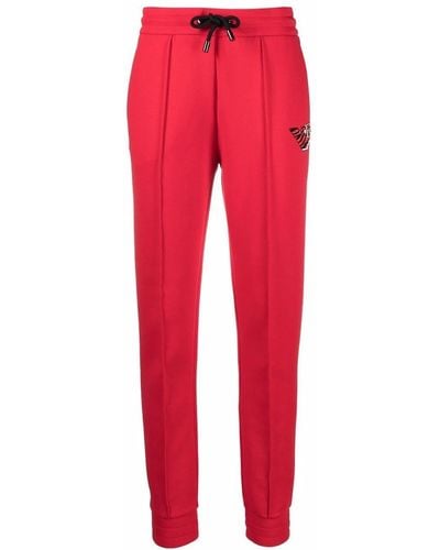 Emporio Armani Pantalones ajustados con logo bordado - Rojo