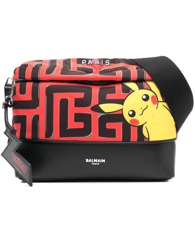 Balmain X Pokémon Pikachu-motif Leather-trim Belt Bag - Red