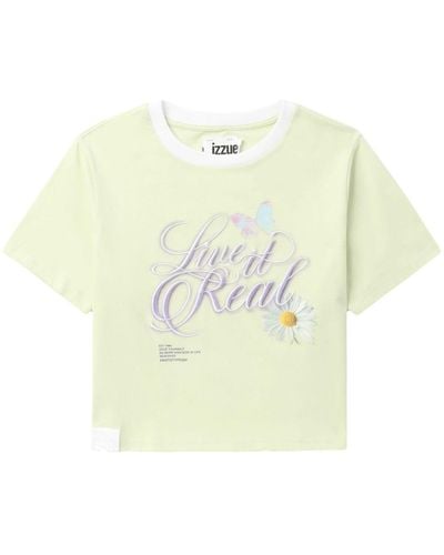 Izzue T-Shirt mit Zitat-Print - Gelb