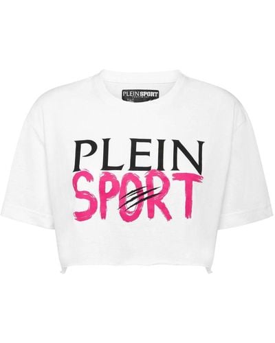 Philipp Plein Logo-print Cotton Cropped T-shirt - Pink