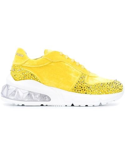 Philipp Plein Studs Velvet Chunky-sole Sneakers - Yellow