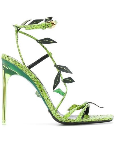 Versace Antheia Leaf-embellished Stiletto Sandals - Green
