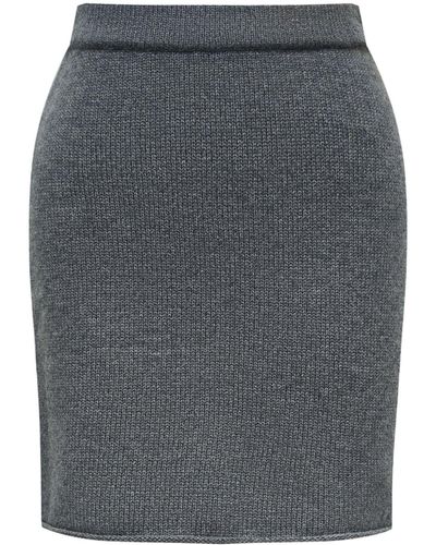 12 STOREEZ Knitted Merino-wool Mini Skirt - Grey
