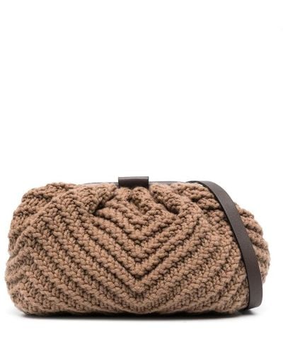 Fabiana Filippi Knitted Cashmere Clutch Bag - Brown